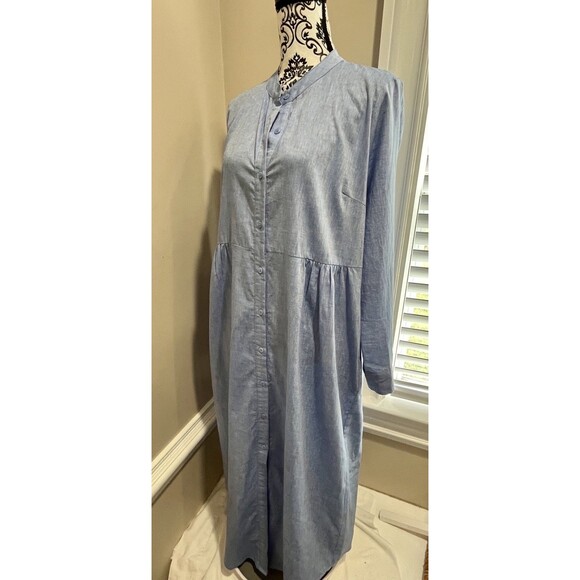 Tuckernuck Lydell Button Front Maxi Dress sz L Womens Chambray Beachy Coastal - Picture 9 of 16